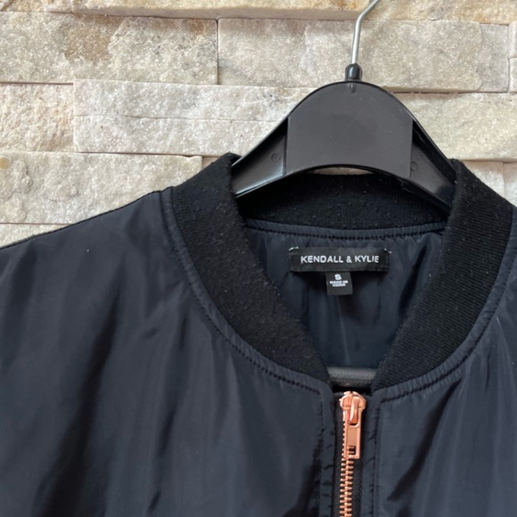 Kendall & Kylie Black Bomber Jacket with Copper Zipper - Picture 3 of 7